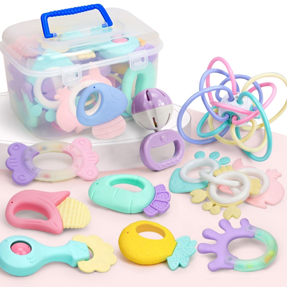 Baby Teether Toys Teething Silicone New Born Gift Set Toy Babies