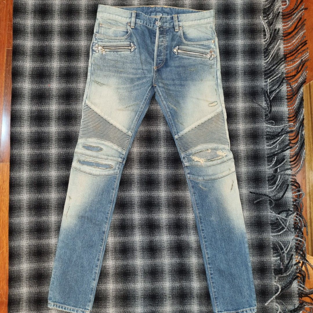 BALMAIN skinny biker denim jeans
