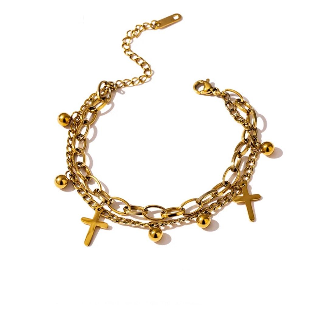 Gold cross bracelet discount womens