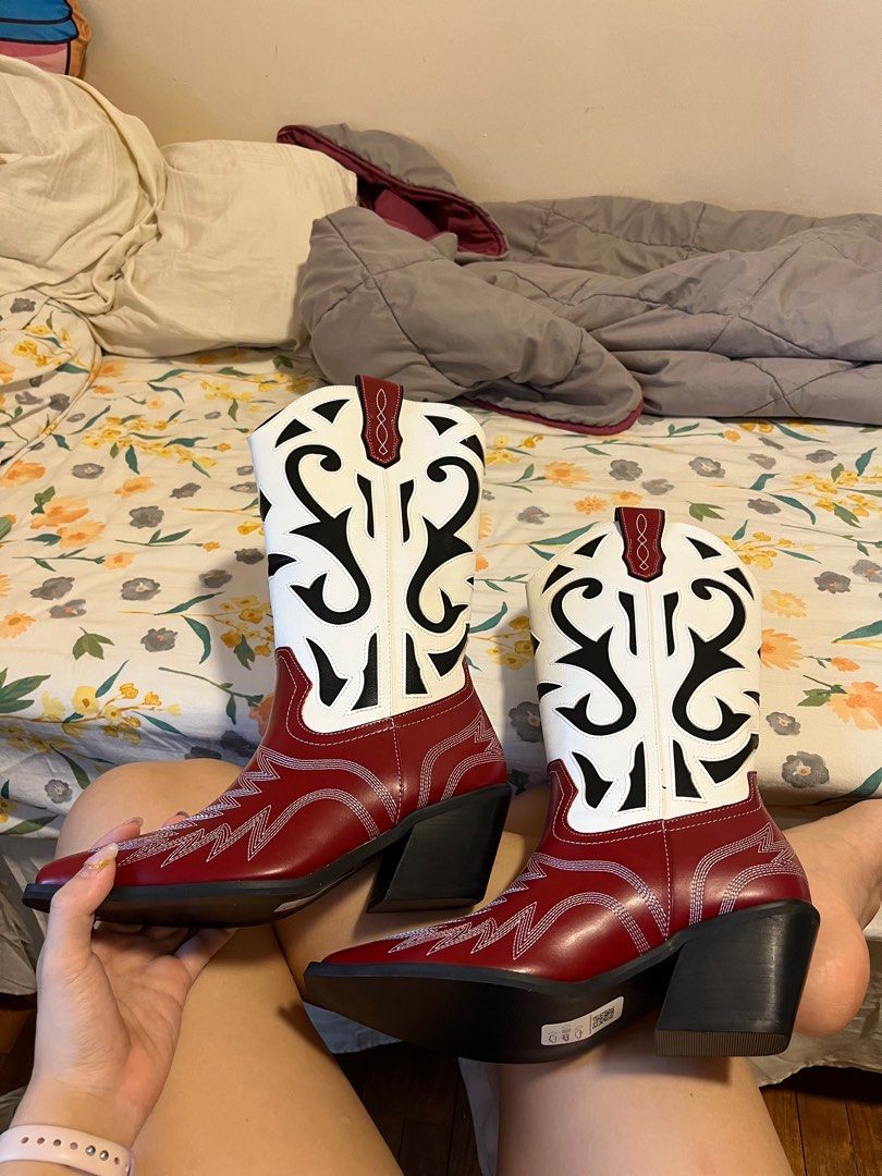 Red and clearance white cowboy boots