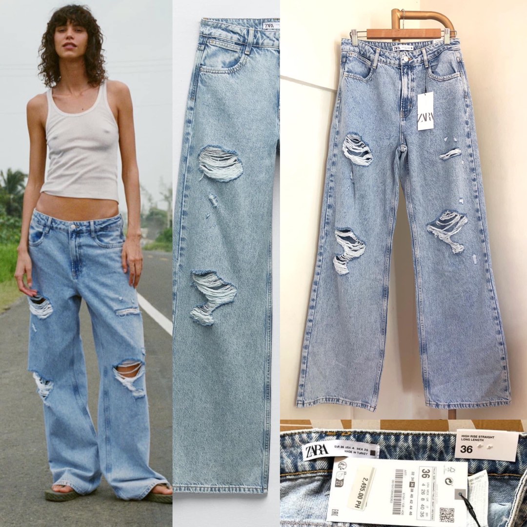 BNWT ZARA high rise full length jeans on Carousell