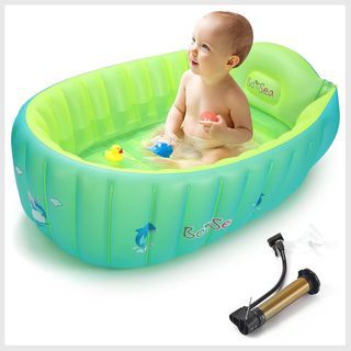 Inflatable Baby Bathtub, Anti- Slip Toddler Tub Portable Newborn Bathtub  with Foldable Shower Basin Travel Tub for 6-36 Months Infants Bathing