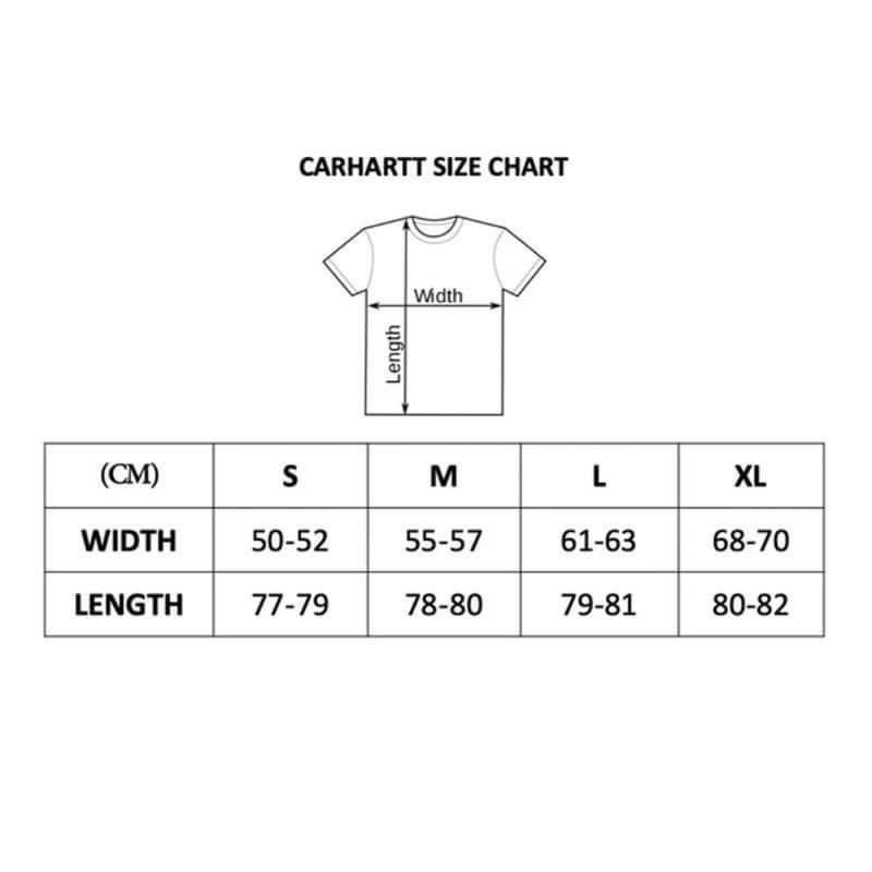 Carhartt pocket shop tee size chart