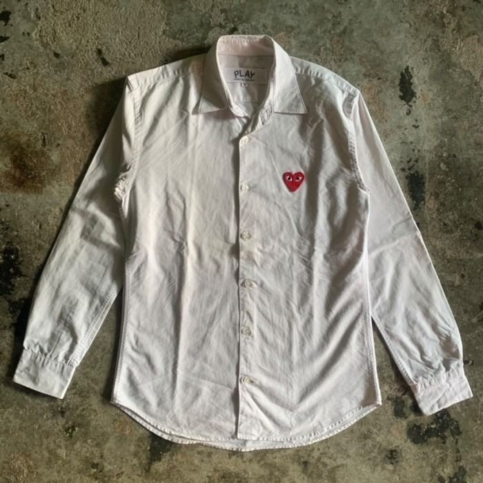 CDG Play White Long Sleeve Shirt Original Authentic 100% Comme des