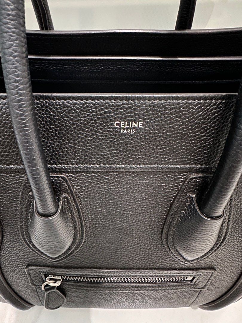 Micro Celine Luggage handBag shw black drummed calfskin Luxury