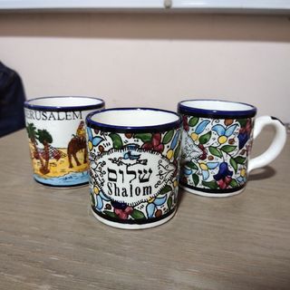 ceramic mini mugs/cups from israel/jerusalem