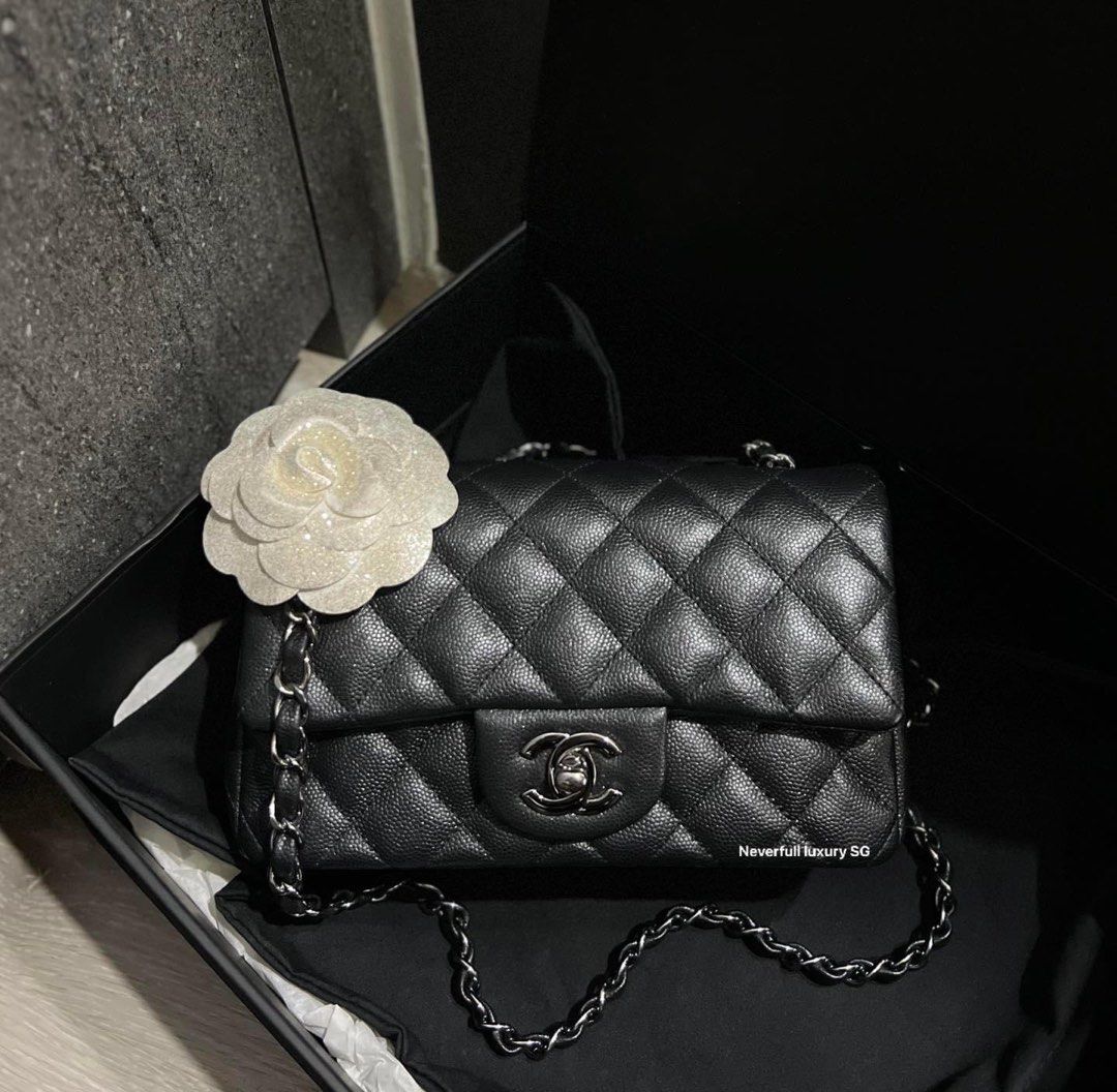 Chanel Classic Flap Mini Rectangular 18C Iridescent Black Caviar in Gun  Metal Bag, Luxury, Bags & Wallets on Carousell