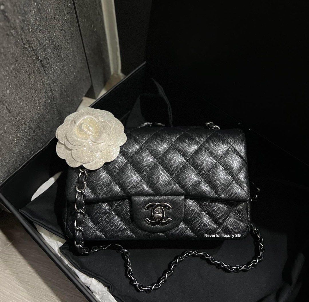 Chanel Classic Flap black Caviar small with SHW, Luxury, Bags