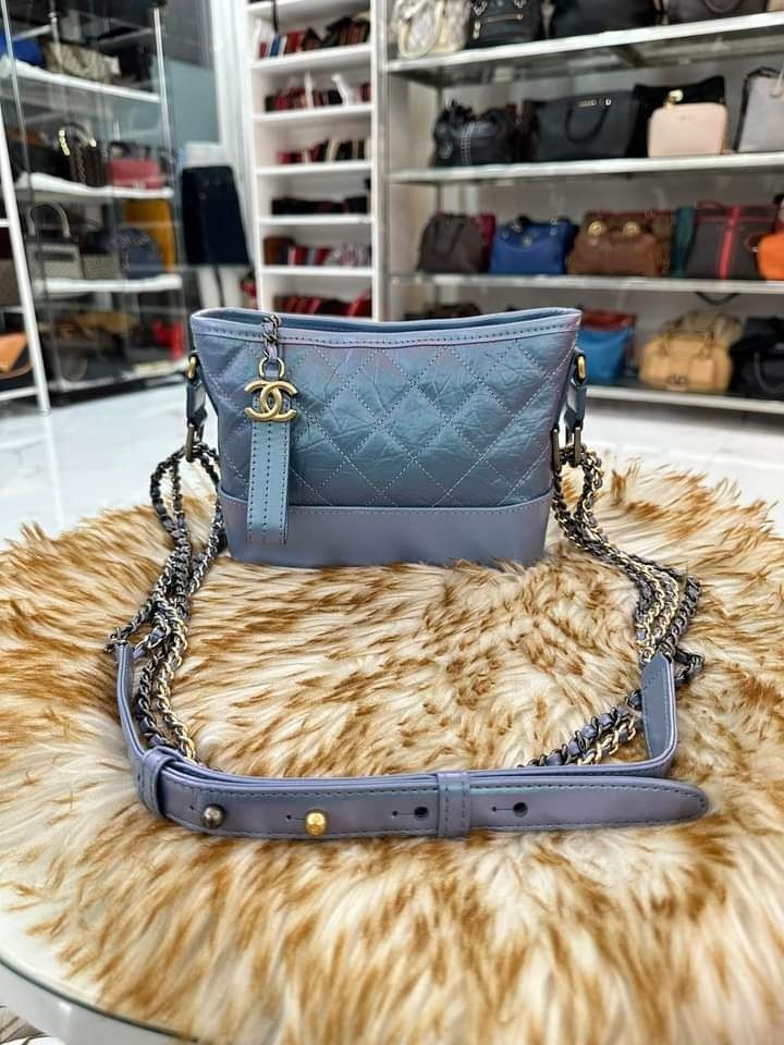 Chanel Small Gabrielle Hobo Iridescent Blue Mixed Hardware