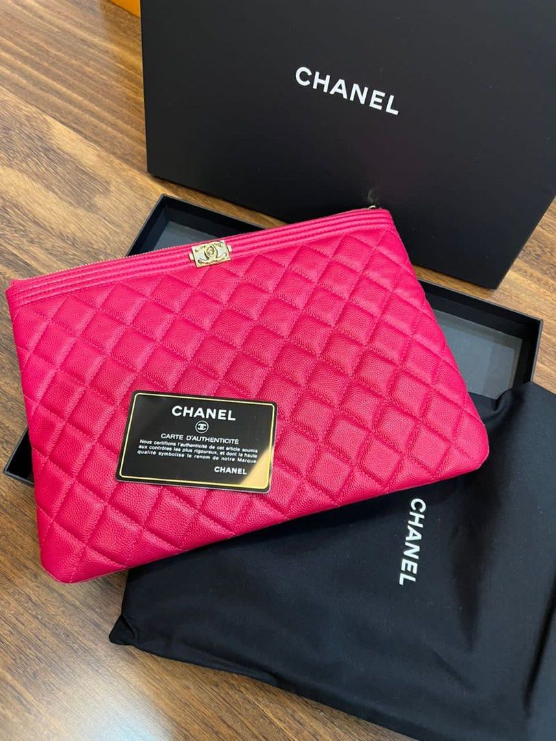 chanel pink pouch clutch bag