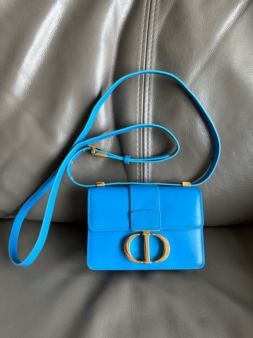 30 Montaigne Micro Bag Blue-Gray Box Calfskin