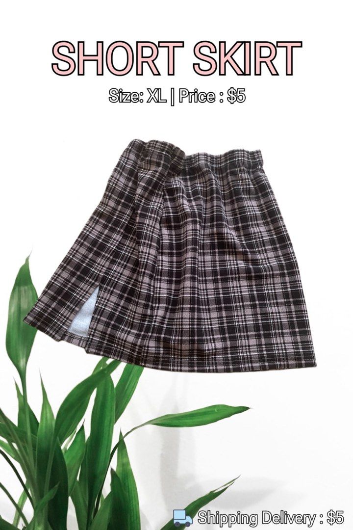Black and white checkered skirt xl online