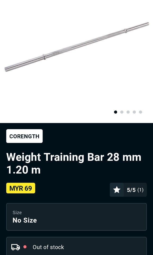 Weight training bar sale 28 mm 1.20 m
