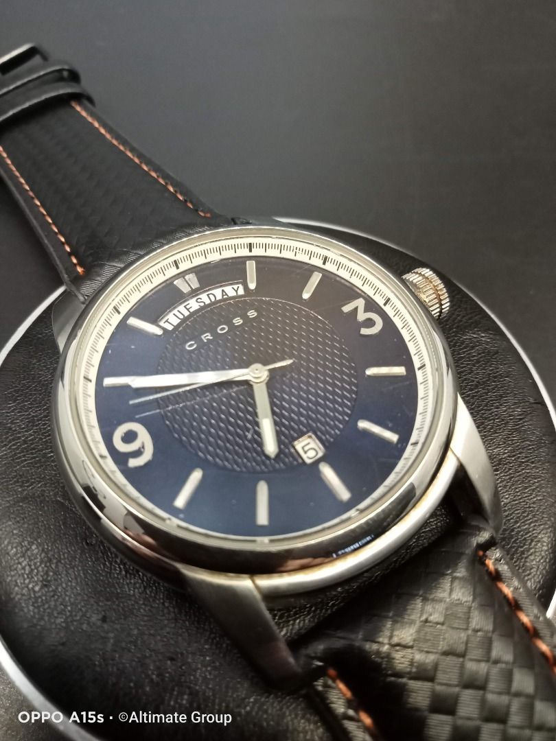 CROSS Palatino CR8007 Blue Dial with Twin Window Men s Quartz Watch OH