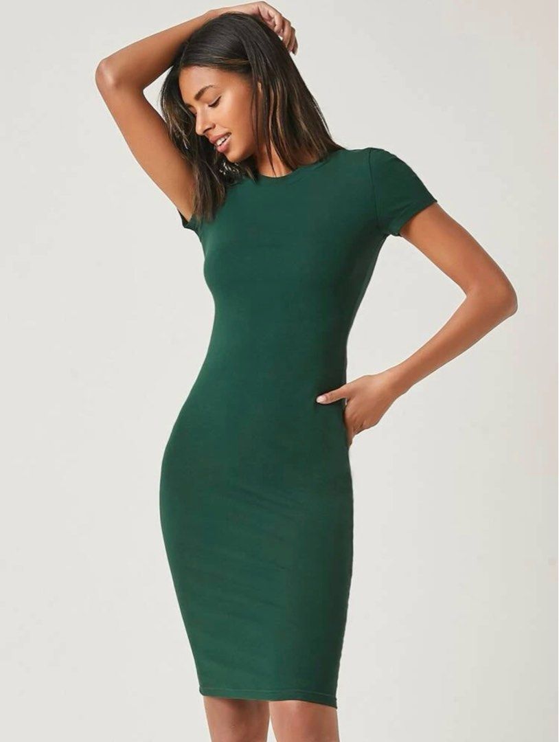 Dark green bodycon on sale dress