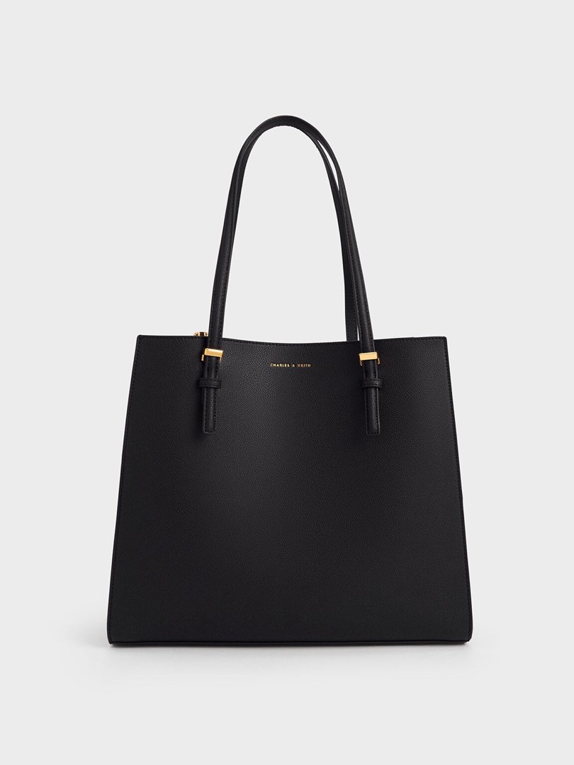Double Handle Tote Bag - Black, Women's Fashion, Bags & Wallets, Tote ...