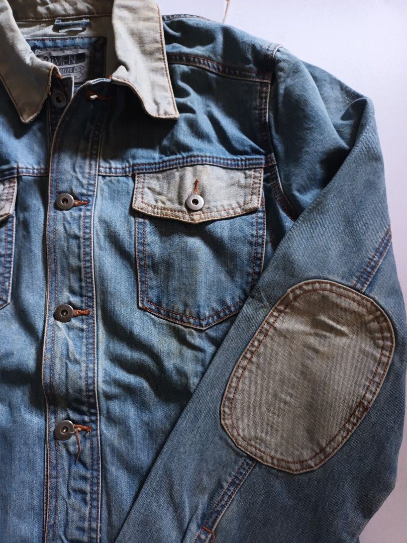 Mens Denim Jacket With Elbow Patches