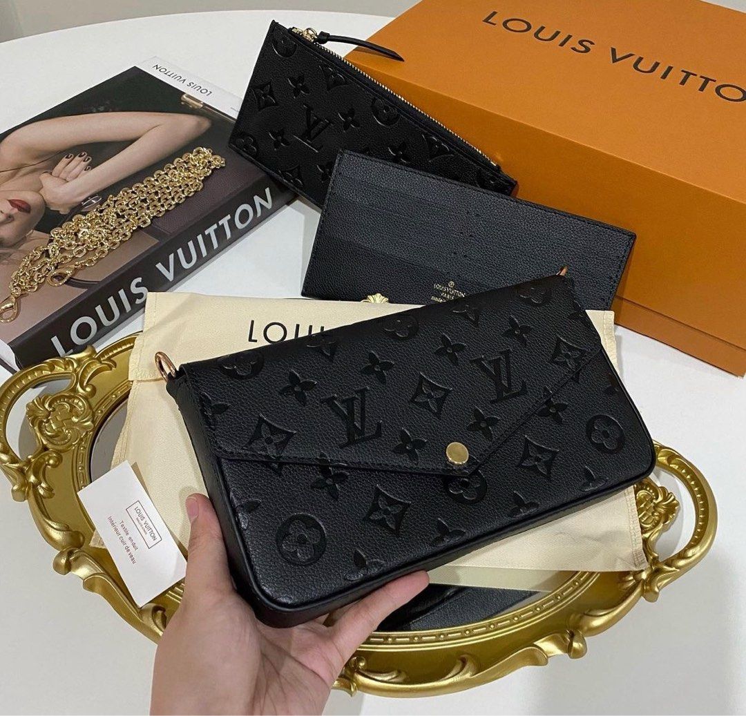 LOUIS VUITTON FELICIE POCHETTE MONOGRAM EMPREINTE LEATHER IN BLACK, Luxury,  Bags & Wallets on Carousell