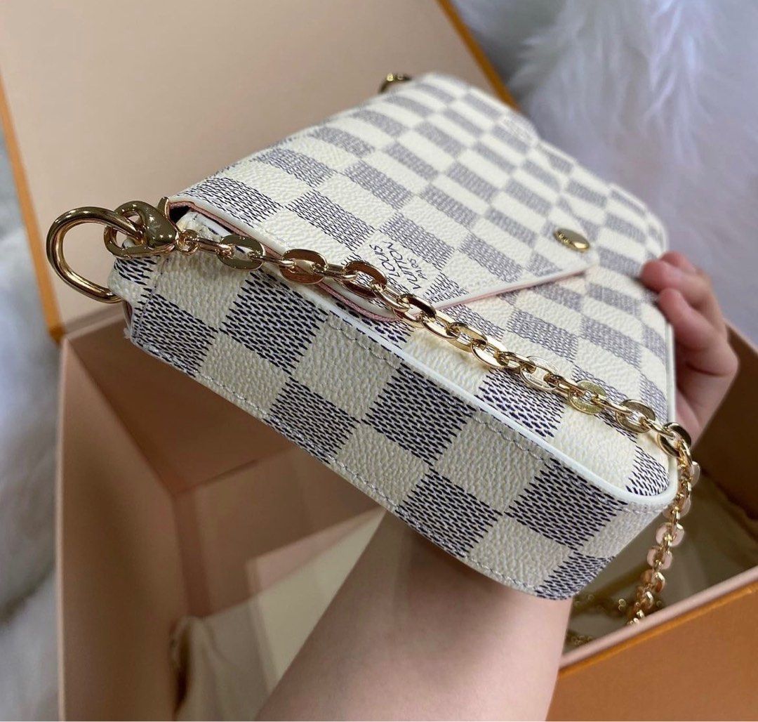 Felicie Pochette Damier White Azur Canvas, Luxury, Bags & Wallets on  Carousell