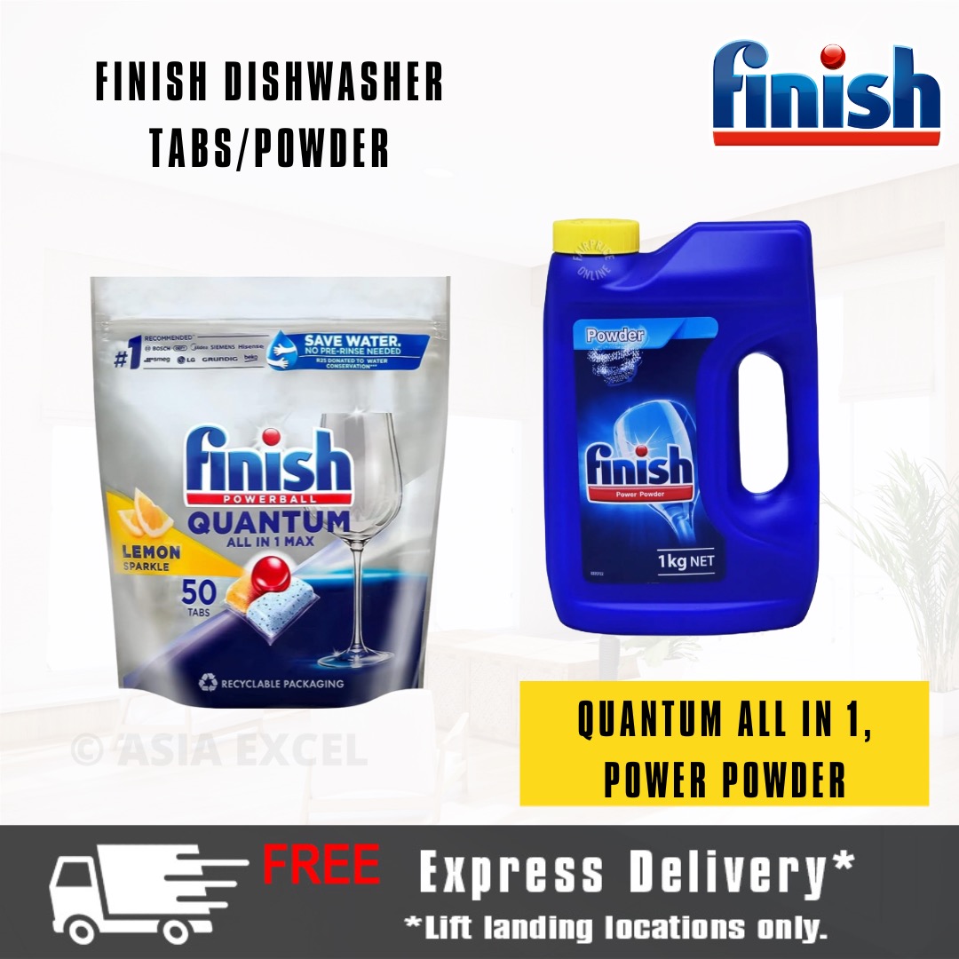 FINISH DISHWASHER DETERGENT TABS AND POWDER [QUANTUM ALL IN 1 MAX