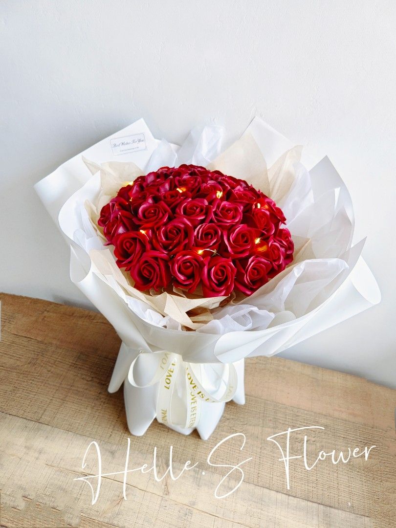 Big bouquet red roses flowers, All are soap flowers bouquet for birthday  gift,proposal flowers bouquet,anniversary flowers …