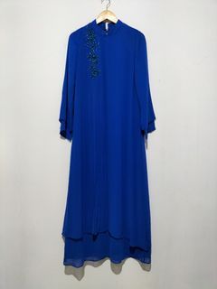 GAMIS / DRESS BIRU DOUBLE SHIFFON
