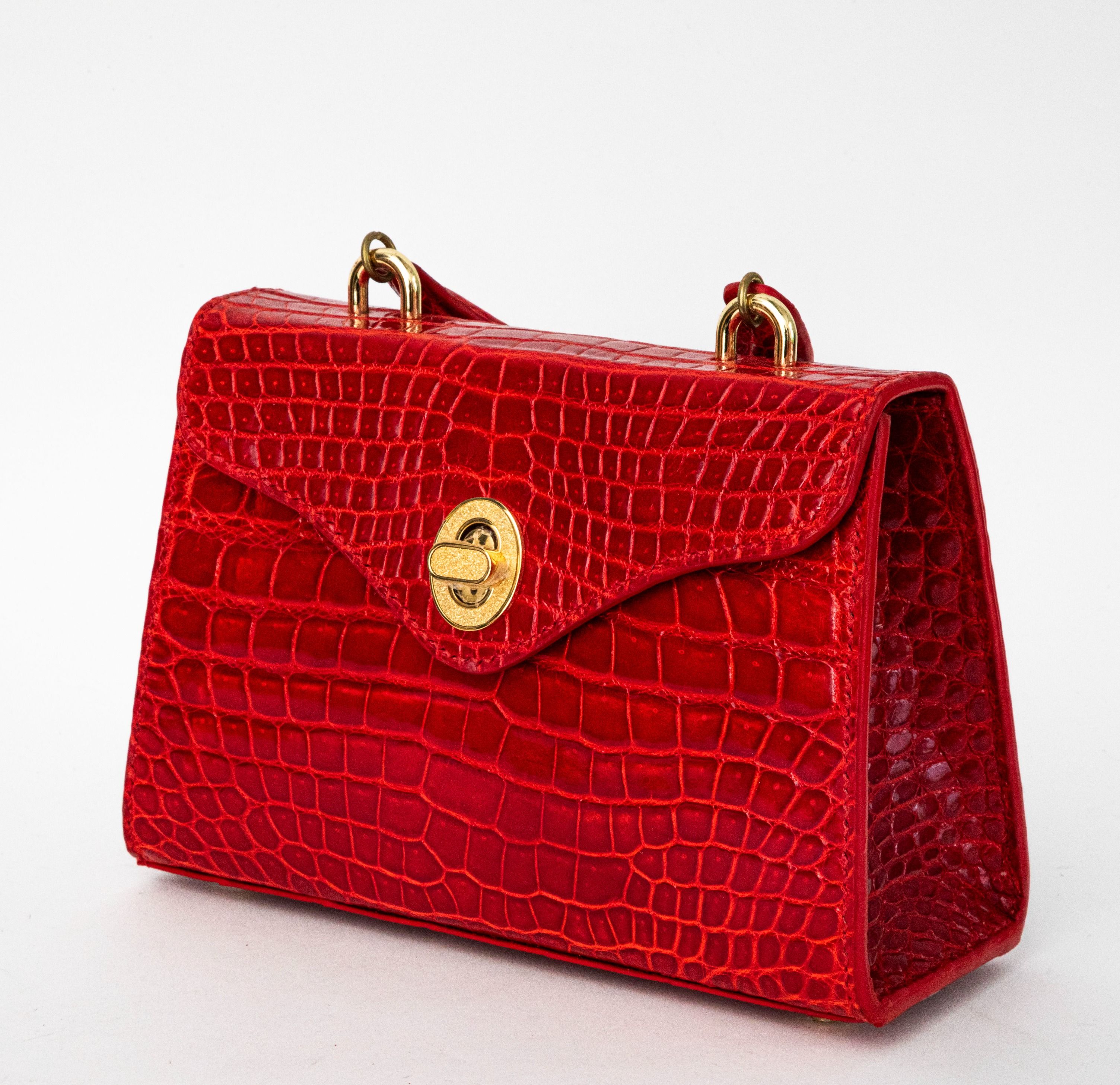 Red deals crocodile bag