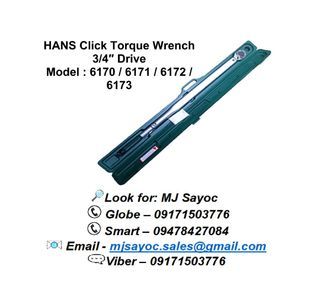 HANS Click Torque Wrench 3/4″ Drive Model : 6170 / 6171 / 6172 / 6173