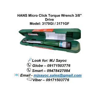 HANS Micro Click Torque Wrench 3/8″ Drive Model: 3170GI / 3171GF