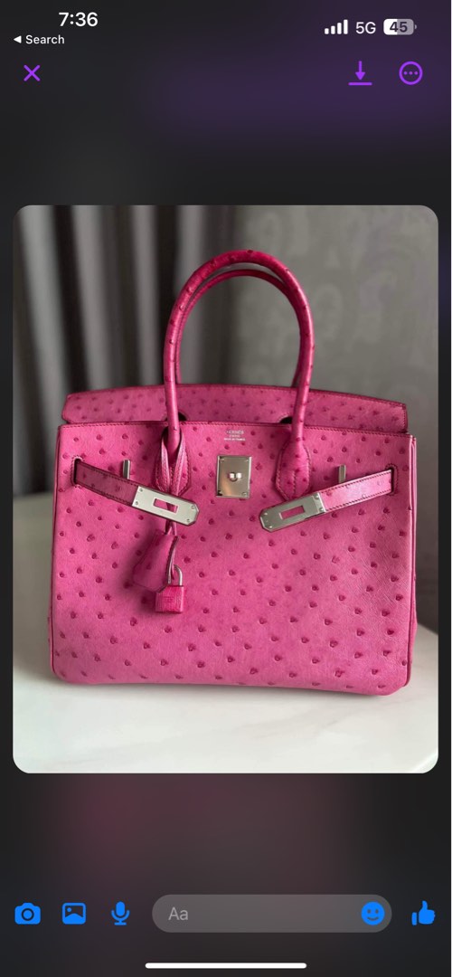 HERMES Ostrich Birkin 30 Fuchsia 1120033