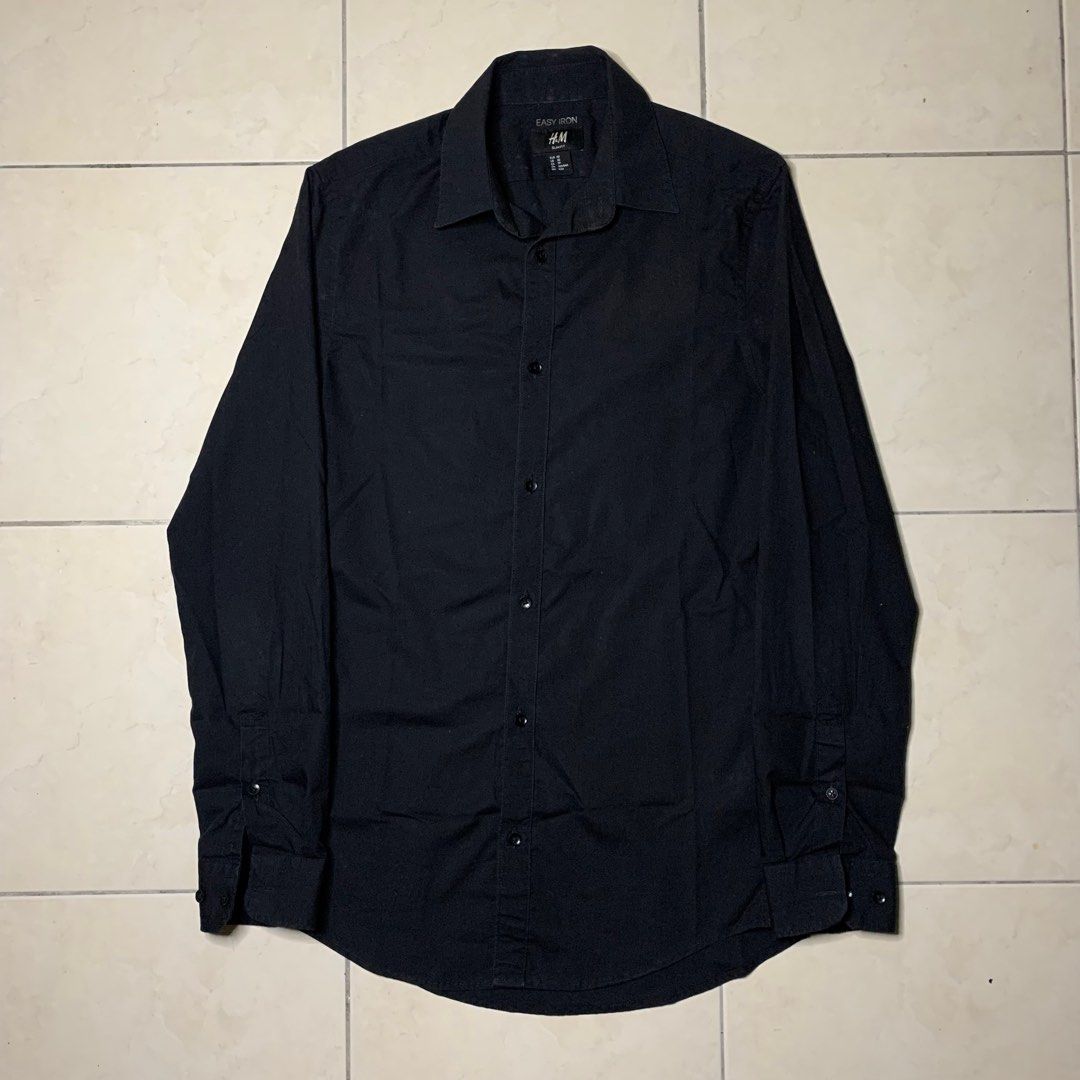 H M Black Formal Slim Fit Shirt Men s Fashion Tops Sets