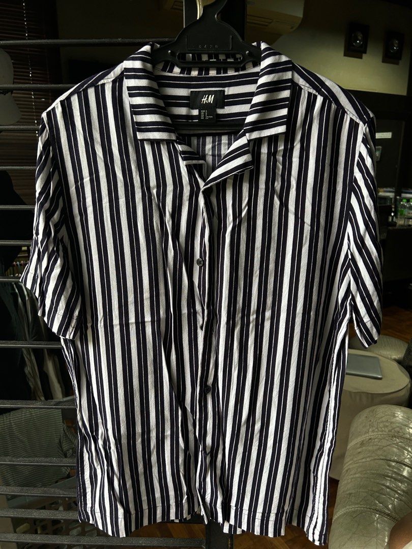 H M striped shirt blue white Men s Fashion Tops Sets Tshirts