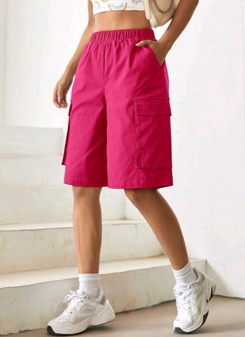 Pink cargo shorts womens new arrivals