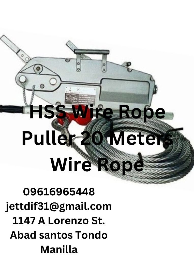 HSS WIRE ROPE PULLER 20 METERS WIRE ROPE, Commercial & Industrial ...