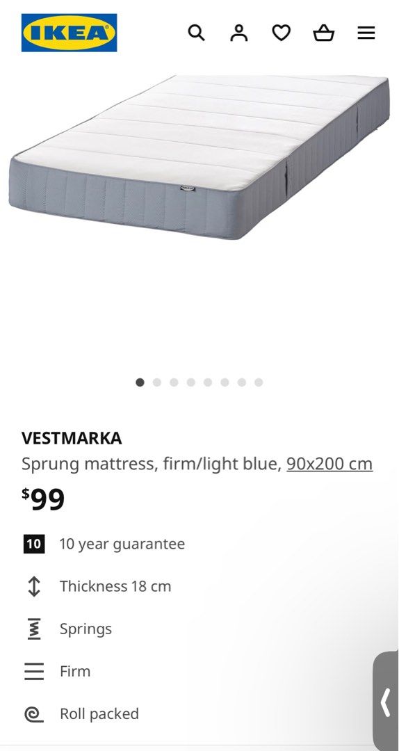 Ikea single mattress, Furniture & Home Living, Furniture, Bed Frames