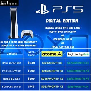 ⭐️INSTALMENT - PS5 / PlayStation 5 Disc & Digital 🇸🇬  1 year warranty Spiderman 2 / God of War Ragnarok / EA Sports FC 24 Bundle (Steam deck / Asus Rog Ally / Xbox Series S & X competitor)