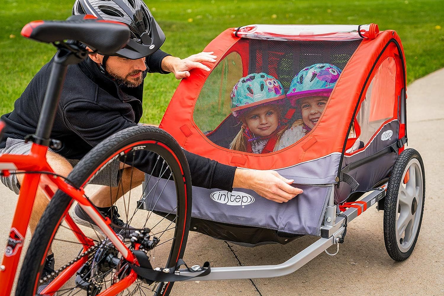 Instep Bike Trailer for Toddlers, Kids, Single and Double Seat, 2In1 Canopy Carrier, Multiple