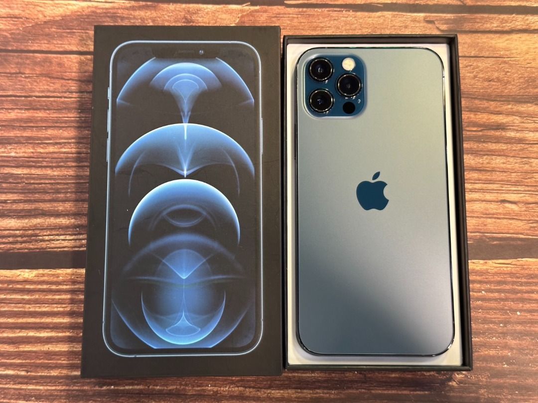 IPHONE 12 PRO MAX 藍色128G 二手螢幕綠線, 手機及配件, 手機, iPhone