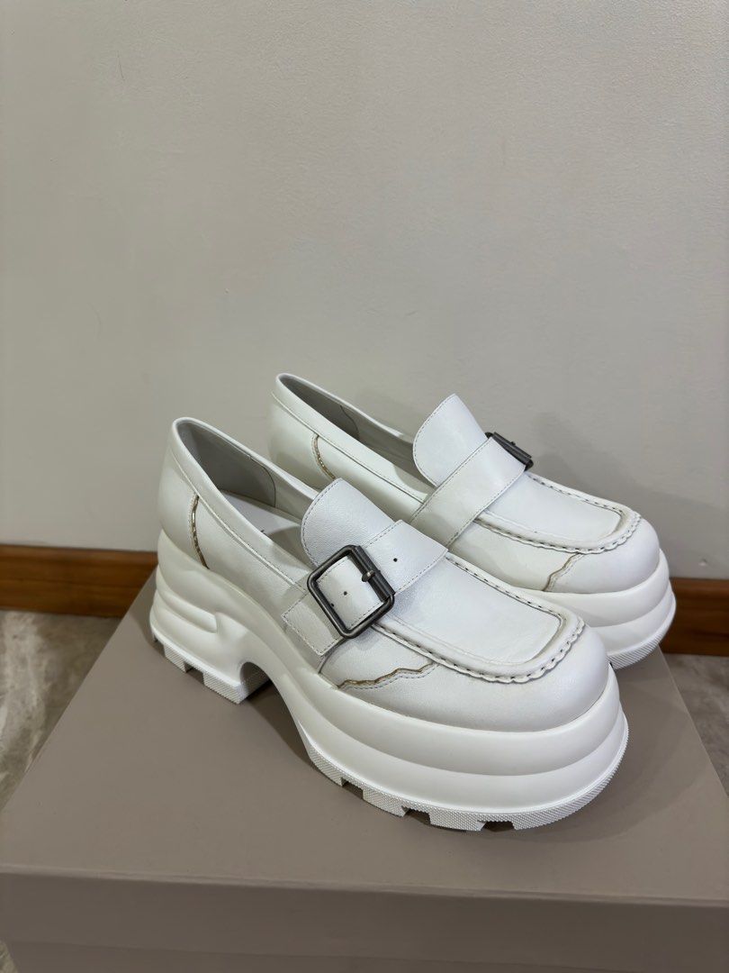 White deals platform loafers