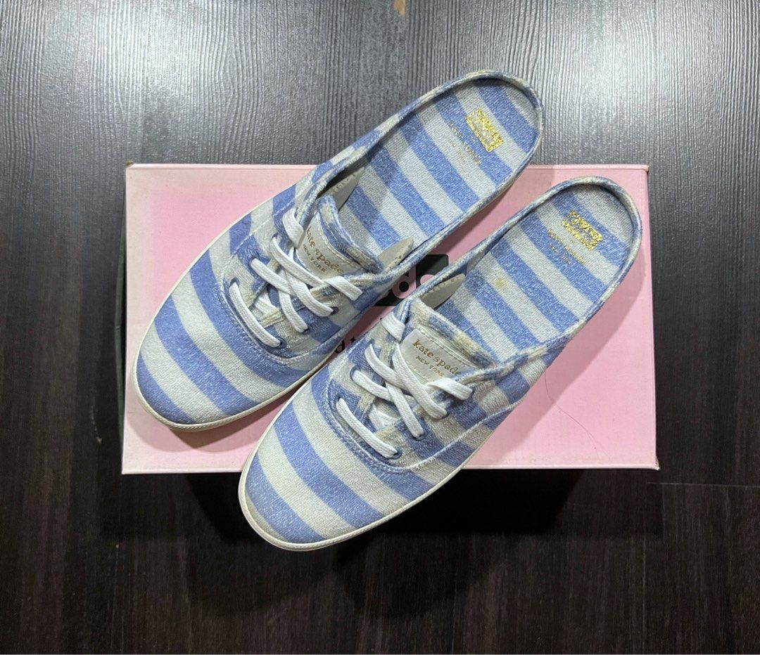 Blue and white striped keds on sale