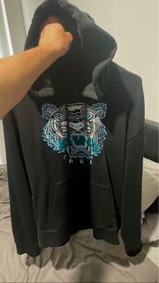 Kenzo hoodie Black/ Aqua blue