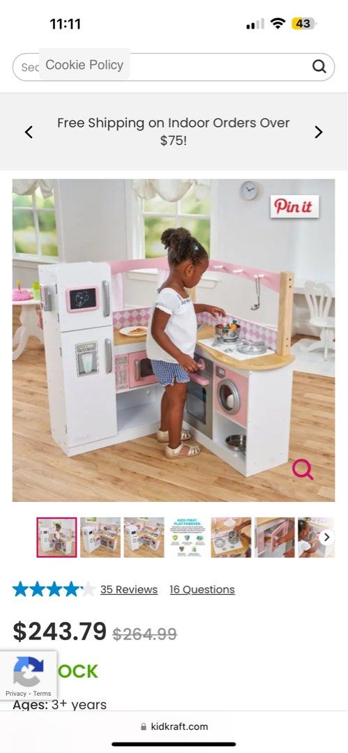 Kidkraft Corner Kitchen pink toy set