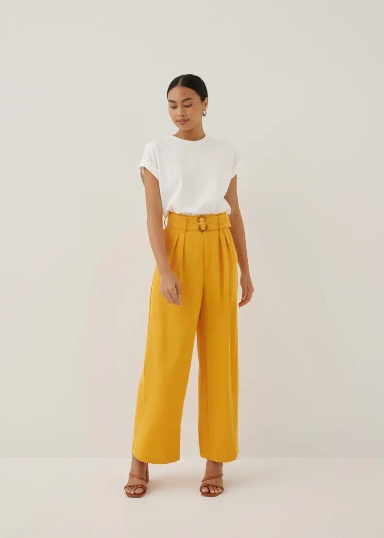 Lb Love Bonito Leilani Belted Straight Leg Pants, Women's Fashion