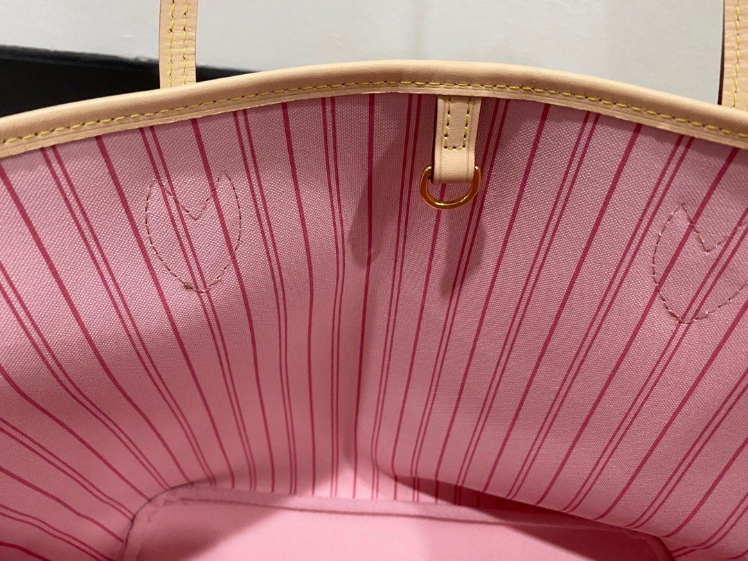 Louis Vuitton Neverfull Damier Azur MM Rose Ballerine Lining - US