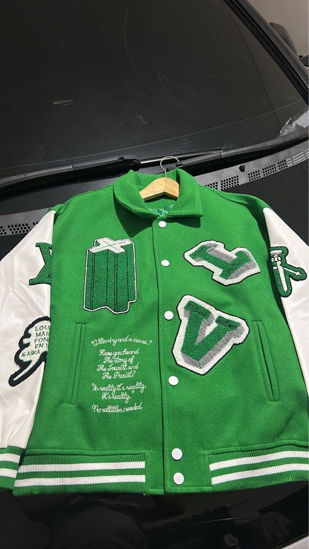 Louis Vuitton LV Varsity Leather Jacket, Fesyen Pria, Pakaian , Baju Luaran  di Carousell