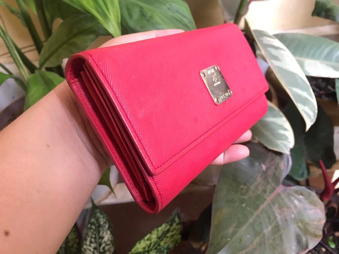 Mcm Pink Leather Bifold Long Wallet