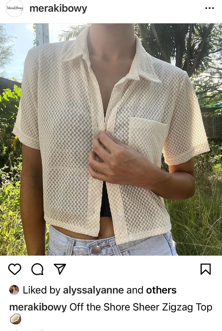 Merakibowy Off the Shore Sheer Zigzag top (Category: Blouses) located in Manila. Submitted by lms235 (Listing ID 1253183370, Image 1). Description: bought for 1,800php rfs: not my size used only once.
