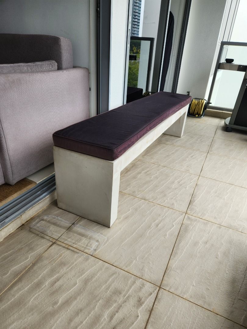Minimalist cement look bench, Furniture & Home Living, Outdoor ...