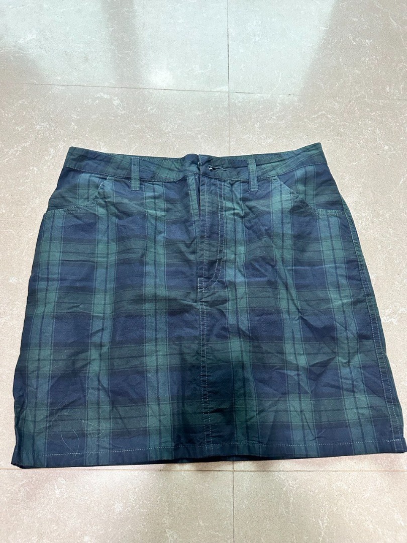 NET Vintage Checked Plaid Tartan Green Blue Short Skirt 36