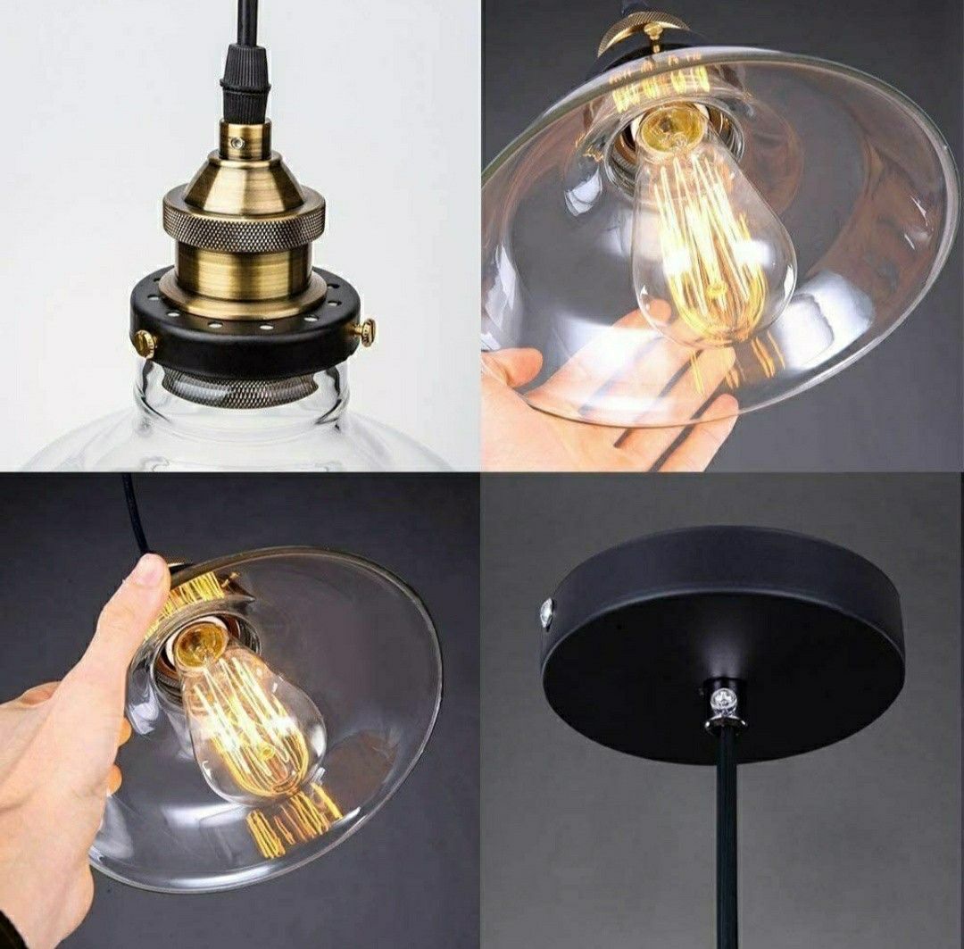 New Modern Vintage Industrial Retro Loft Glass Ceiling Lamp Shade